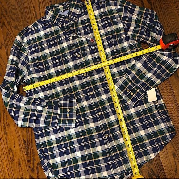 IZOD Men’s Blue Green Plaid Long Sleeve Button Down Shirt Sz MEDIUM NWT - Picture 3 of 6
